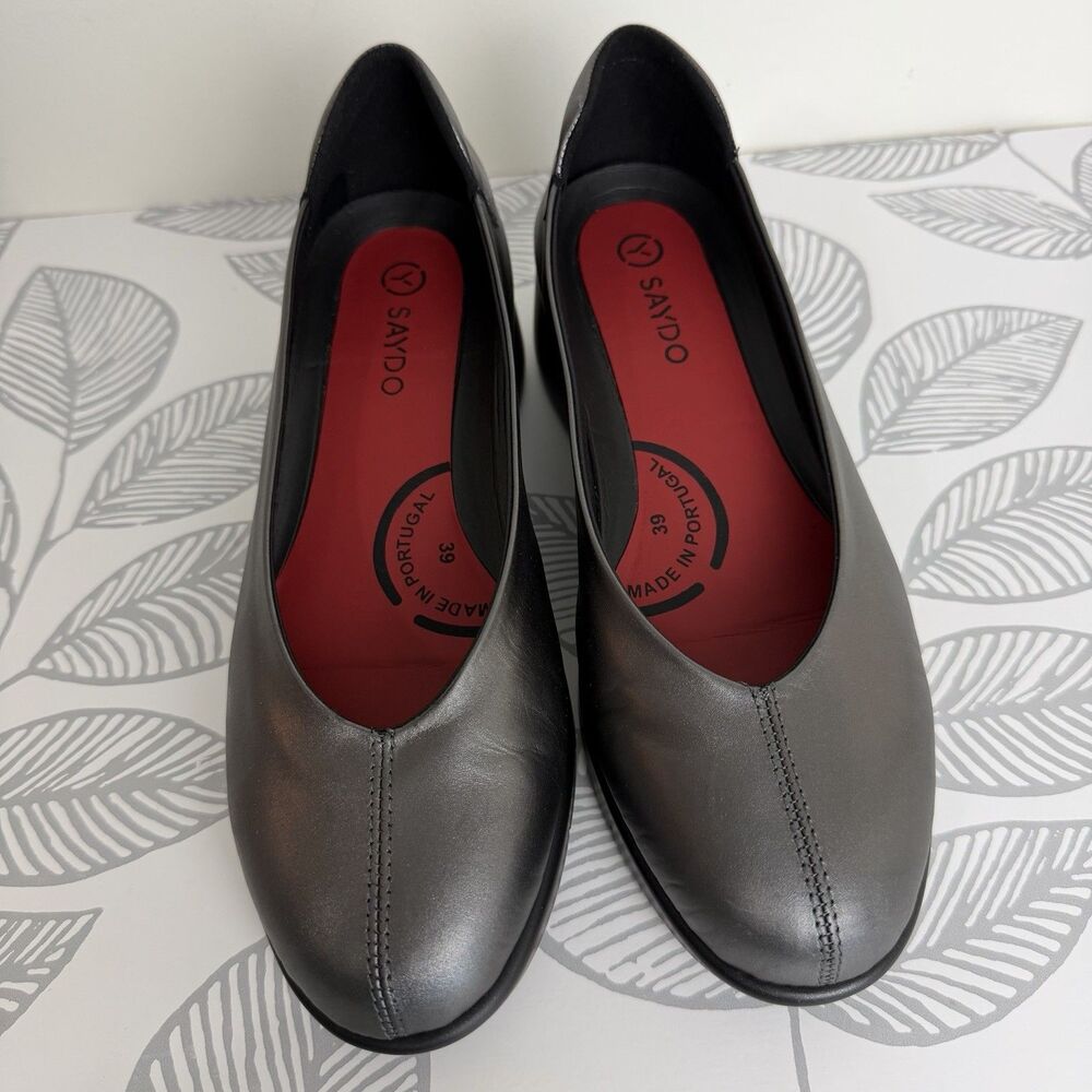 Saydo Sonia Shoes Leather Slip On Silver Gray Women’s 39 / US 8.5 Portugal - Picture 3 of 10